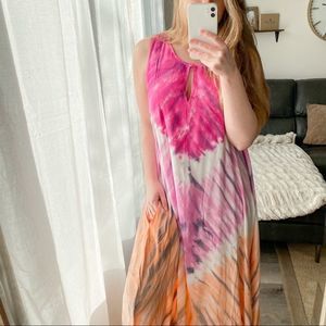 Young Fabulous & Broke Pink Orange Tie Dye Maxi